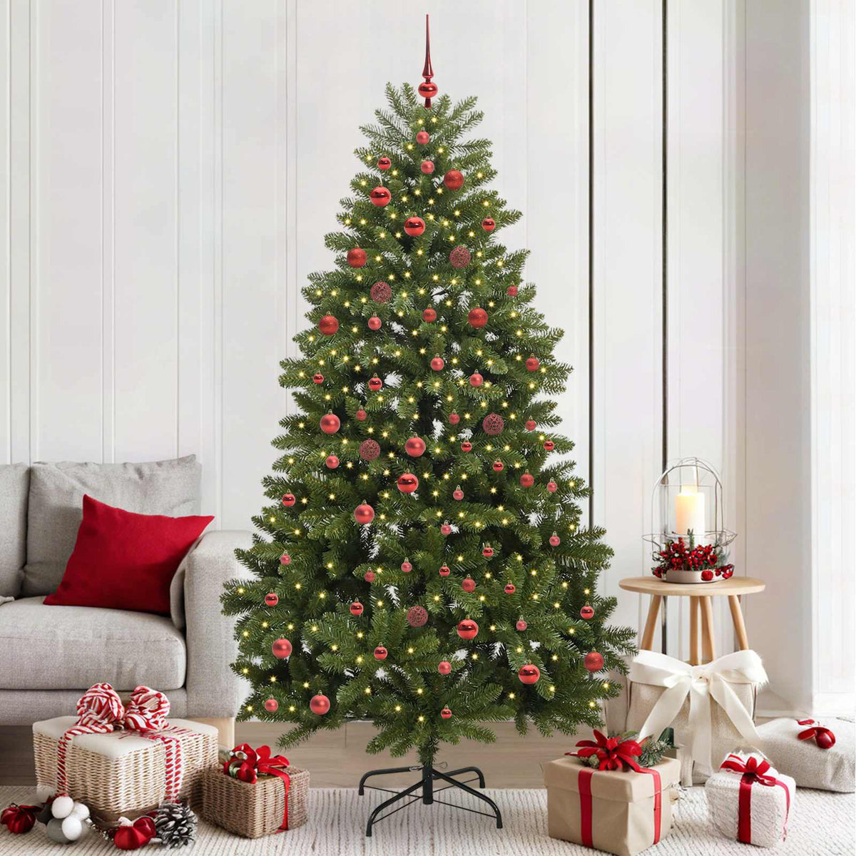 Artificial Christmas Tree 210 cm 300 LEDs Warm White Green
