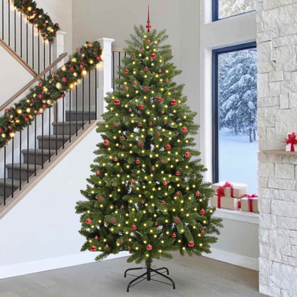 Artificial Christmas Tree 300 cm 300 LEDs Warm White Green
