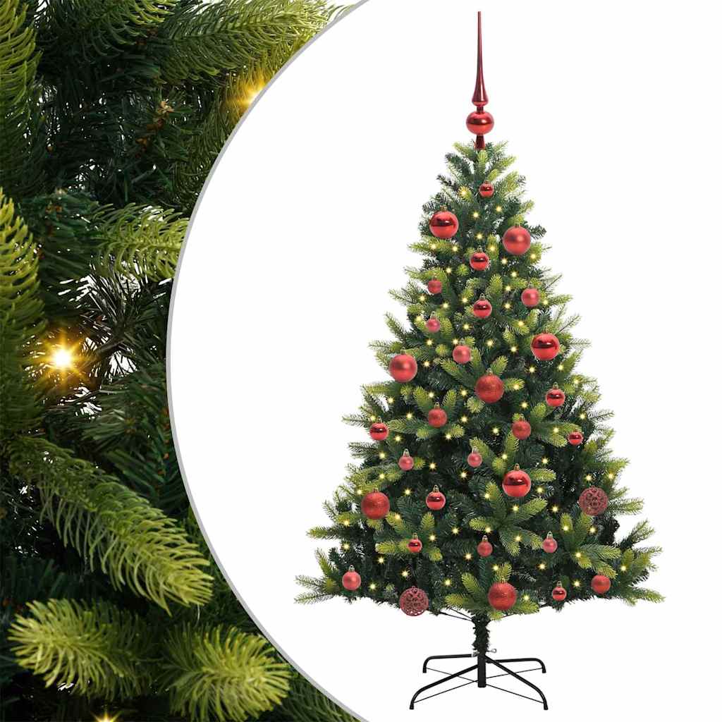 Artificial Hinged Christmas Tree 150 LEDs Green 150 cm