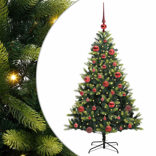 Artificial Hinged Christmas Tree 150 LEDs Green 150 cm