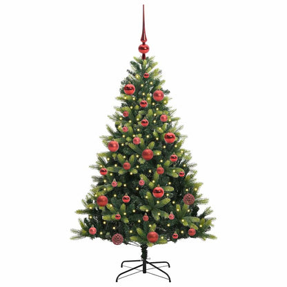 Artificial Hinged Christmas Tree 150 LEDs Green 150 cm