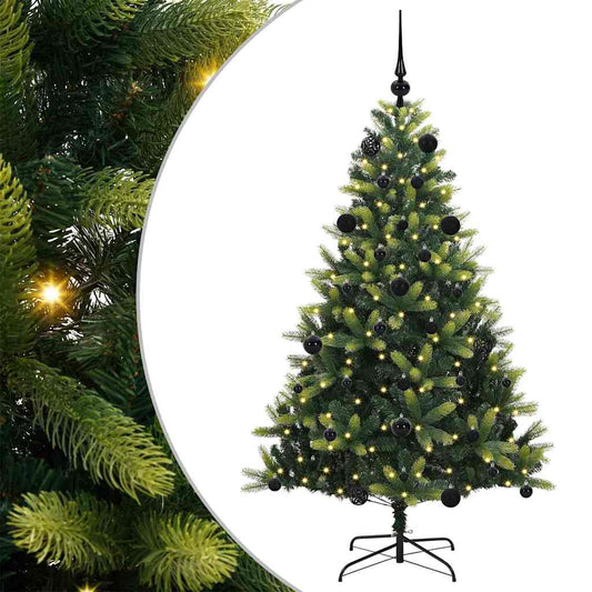 Artificial Hinged Christmas Tree 150 LEDs Green 150 cm