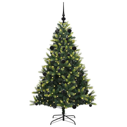 Artificial Hinged Christmas Tree 150 LEDs Green 150 cm