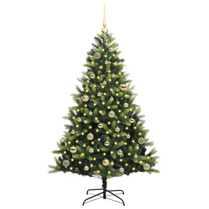 Artificial Hinged Christmas Tree 150 LEDs Green 150 cm