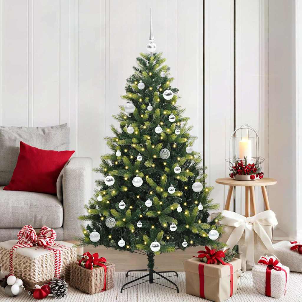 Artificial Hinged Christmas Tree 150 LEDs Green 150 cm