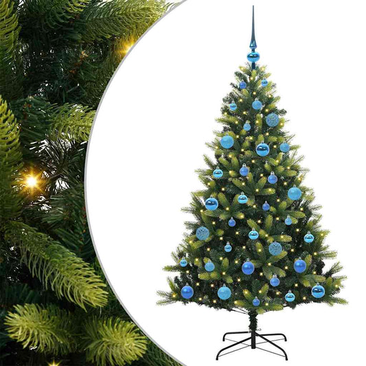 Artificial Hinged Christmas Tree 150 LEDs Green 150 cm