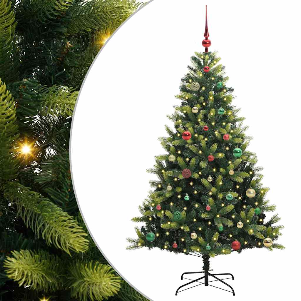 Artificial Hinged Christmas Tree 150 LEDs Green 150 cm
