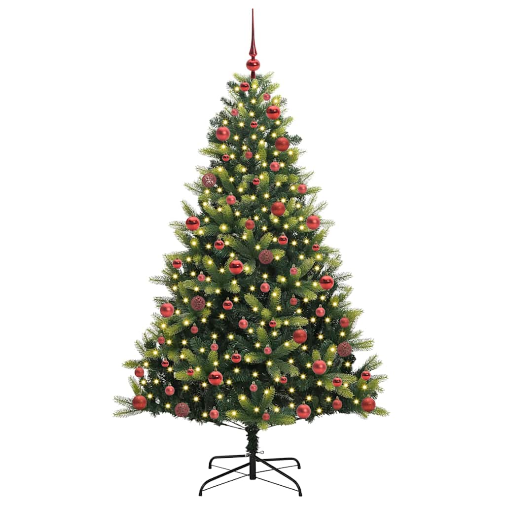 Artificial Hinged Christmas Tree 300 LEDs Green 180 cm