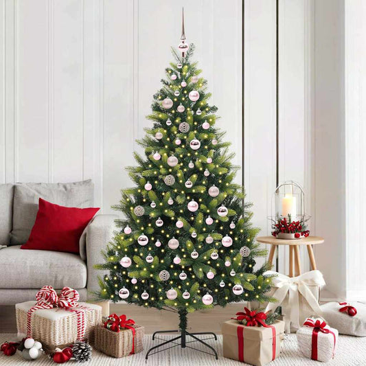 Artificial Hinged Christmas Tree 300 LEDs Green 180 cm
