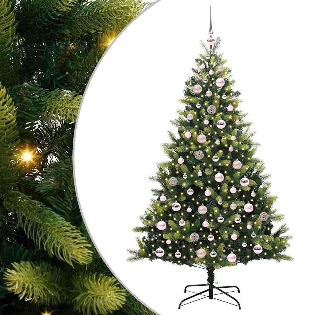 Artificial Hinged Christmas Tree 300 LEDs Green 180 cm