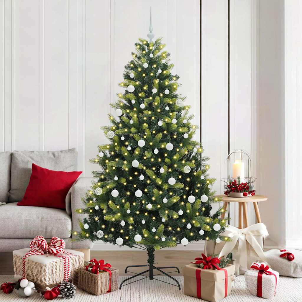 Artificial Hinged Christmas Tree 300 LEDs Green 180 cm