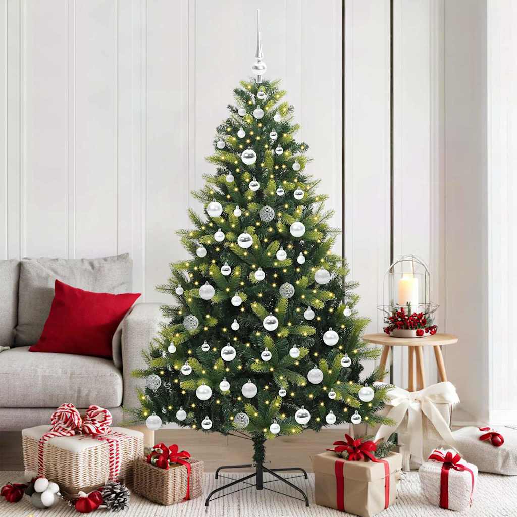 Artificial Hinged Christmas Tree 300 LEDs Green 180 cm