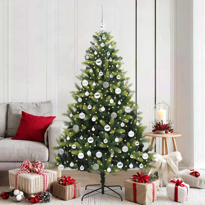 Artificial Hinged Christmas Tree 300 LEDs Green 180 cm