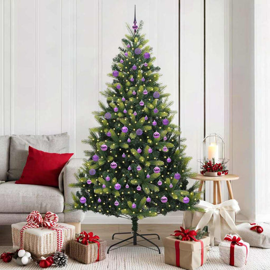 Artificial Hinged Christmas Tree 300 LEDs Green 180 cm