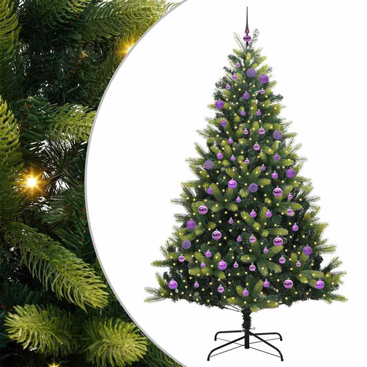 Artificial Hinged Christmas Tree 300 LEDs Green 180 cm