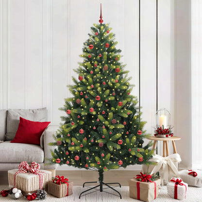 Artificial Hinged Christmas Tree 300 LEDs Green 210 cm