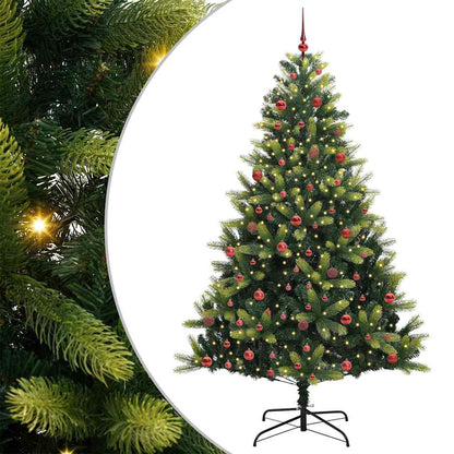 Artificial Hinged Christmas Tree 300 LEDs Green 210 cm