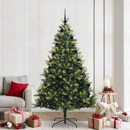 Artificial Hinged Christmas Tree 300 LEDs Green 210 cm