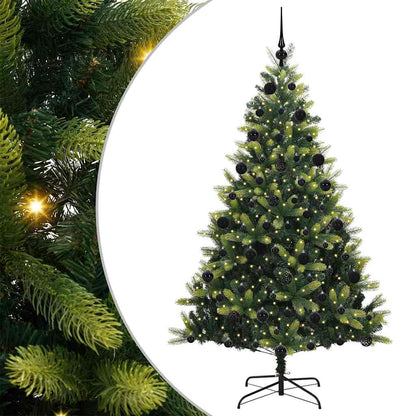 Artificial Hinged Christmas Tree 300 LEDs Green 210 cm