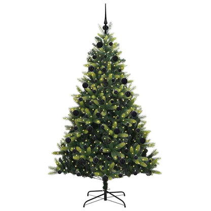 Artificial Hinged Christmas Tree 300 LEDs Green 210 cm