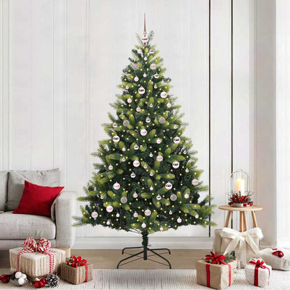 Artificial Hinged Christmas Tree 300 LEDs Green 210 cm