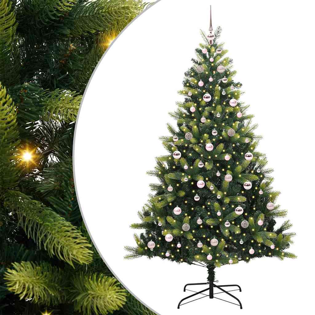 Artificial Hinged Christmas Tree 300 LEDs Green 210 cm