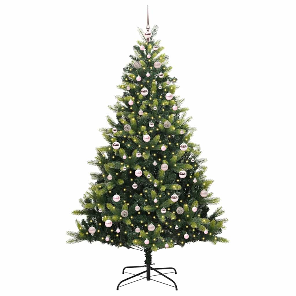 Artificial Hinged Christmas Tree 300 LEDs Green 210 cm