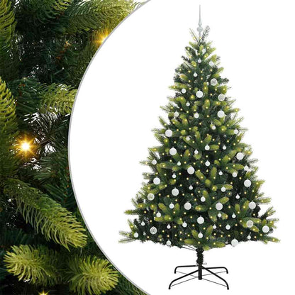 Artificial Hinged Christmas Tree 300 LEDs Green 210 cm