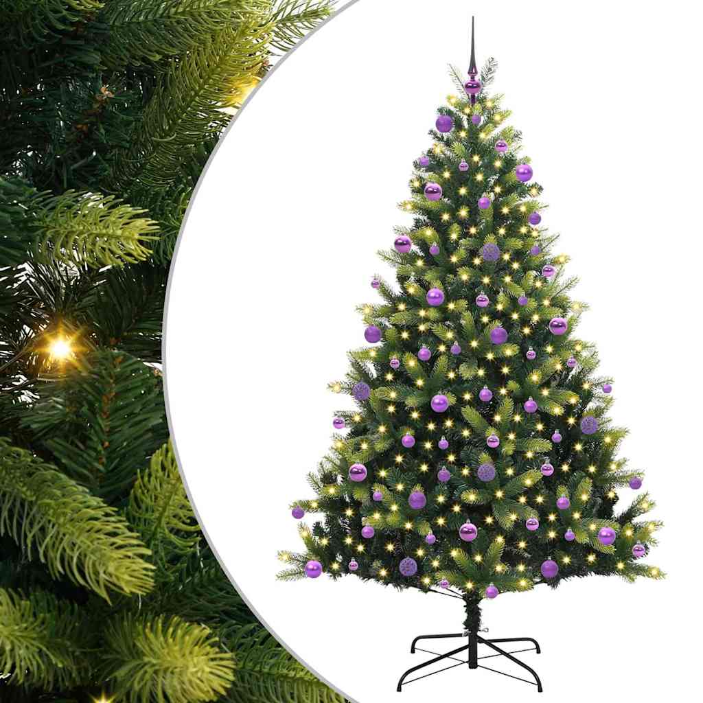 Artificial Hinged Christmas Tree 300 LEDs Green 210 cm