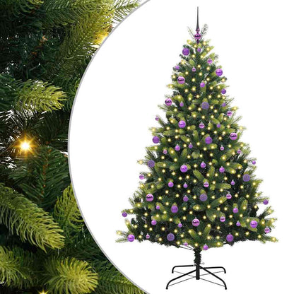 Artificial Hinged Christmas Tree 300 LEDs Green 210 cm