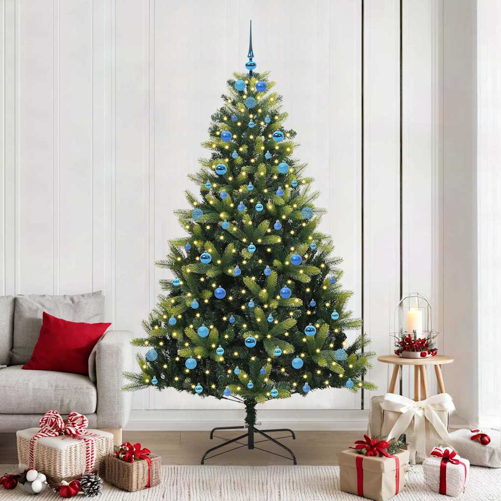Artificial Hinged Christmas Tree 300 LEDs Green 210 cm