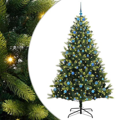 Artificial Hinged Christmas Tree 300 LEDs Green 210 cm