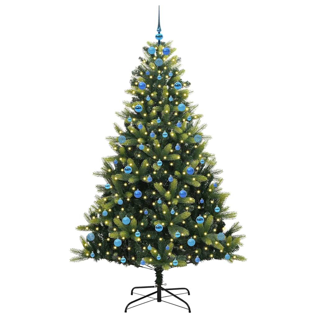 Artificial Hinged Christmas Tree 300 LEDs Green 210 cm