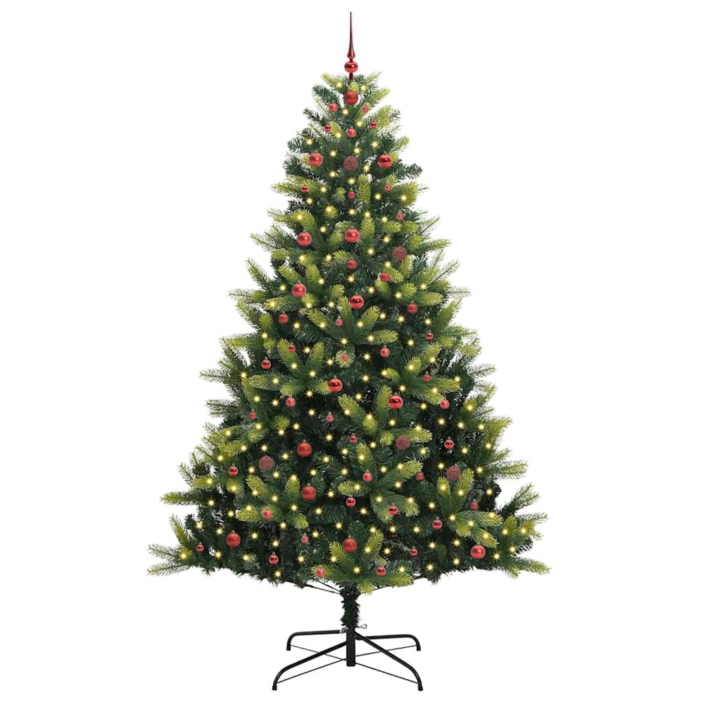 Artificial Hinged Christmas Tree 300 LEDs Green 240 cm