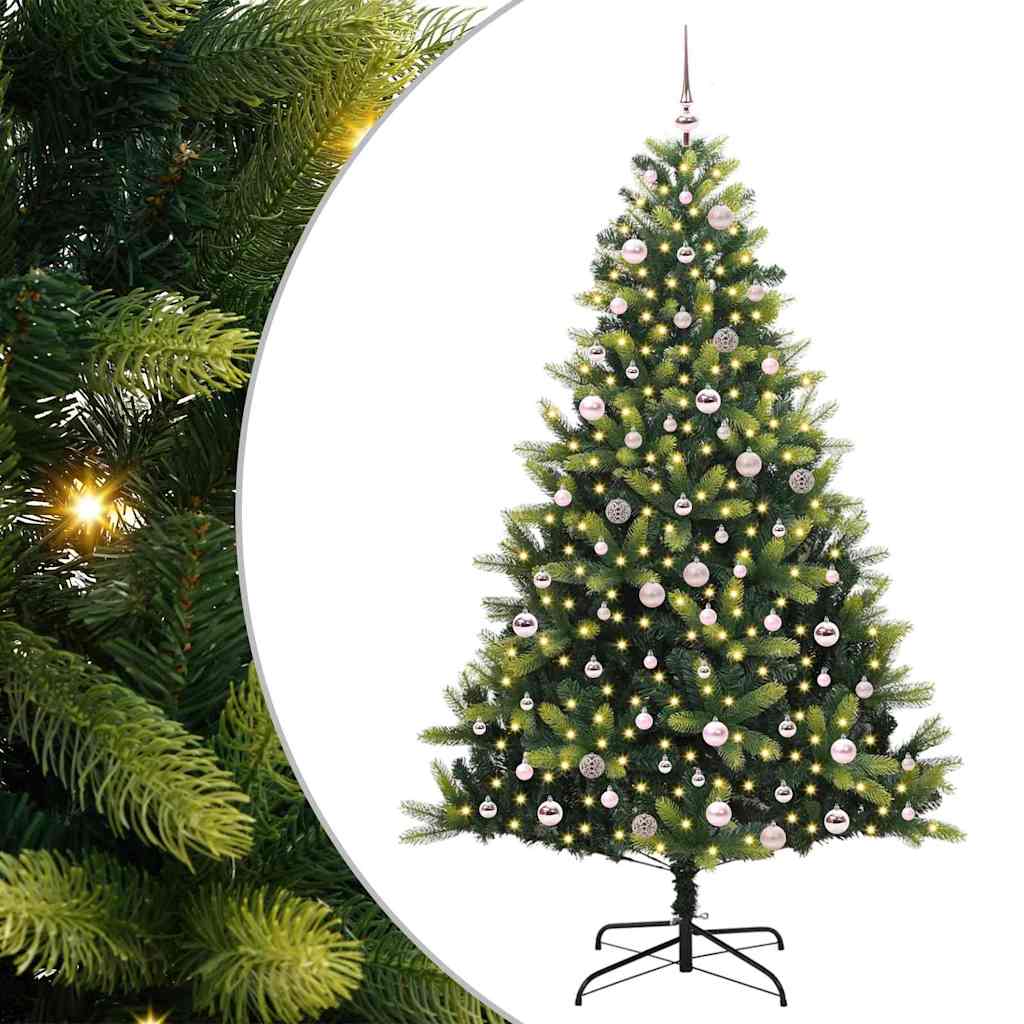 Artificial Hinged Christmas Tree 300 LEDs Green 240 cm