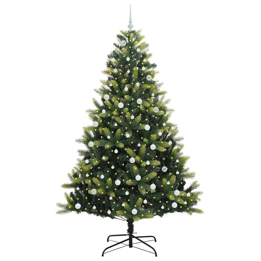 Artificial Hinged Christmas Tree 300 LEDs Green 240 cm