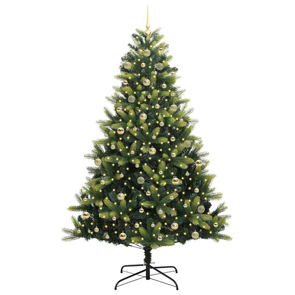 Artificial Hinged Christmas Tree 300 LEDs Green 240 cm