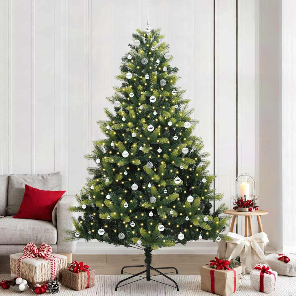 Artificial Hinged Christmas Tree 300 LEDs Green 240 cm