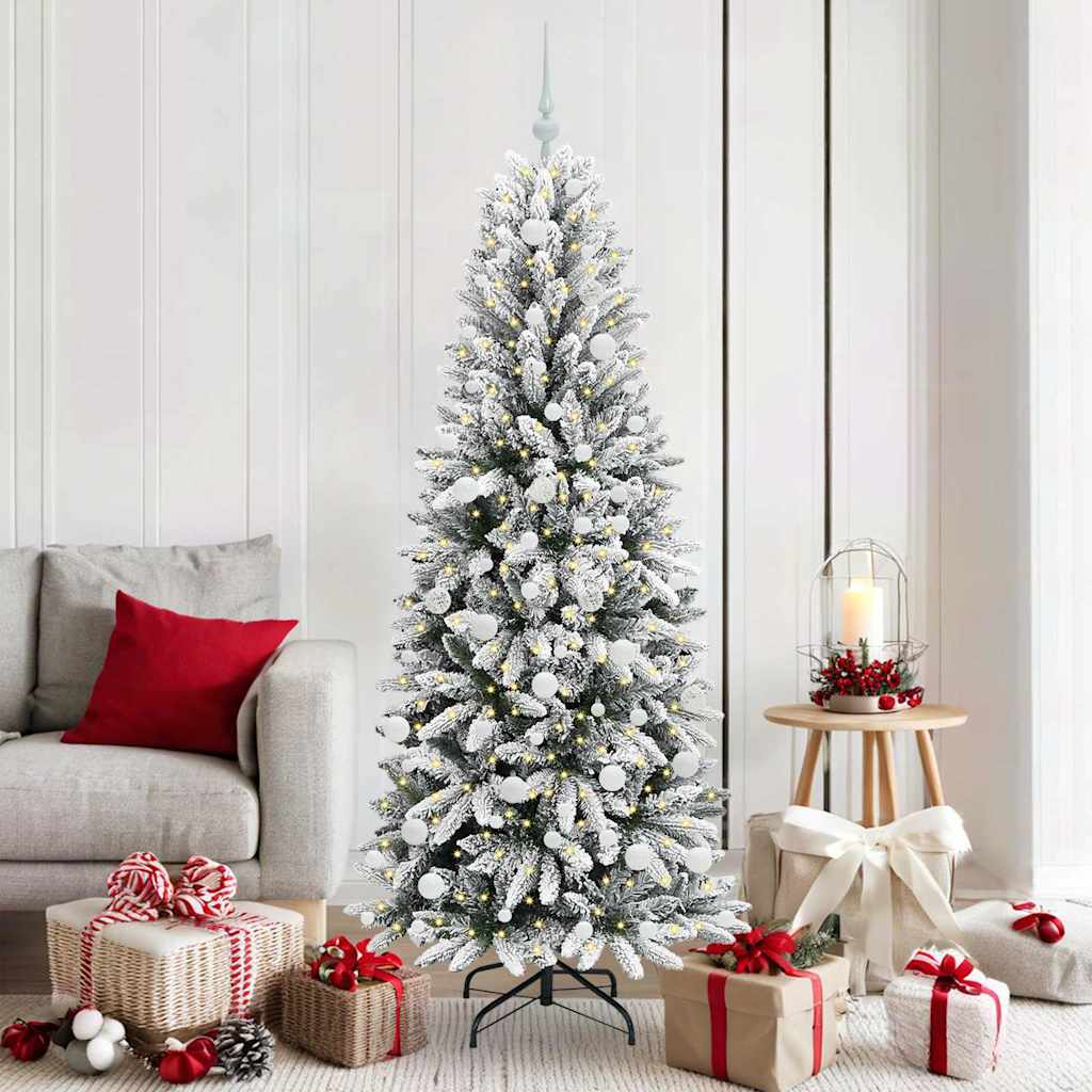 Artificial Christmas Tree with 300 LEDs with Stand White 180 cm