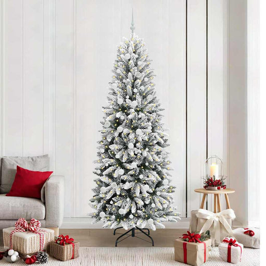 Artificial Christmas Tree with 300 LEDs with Stand White 210 cm