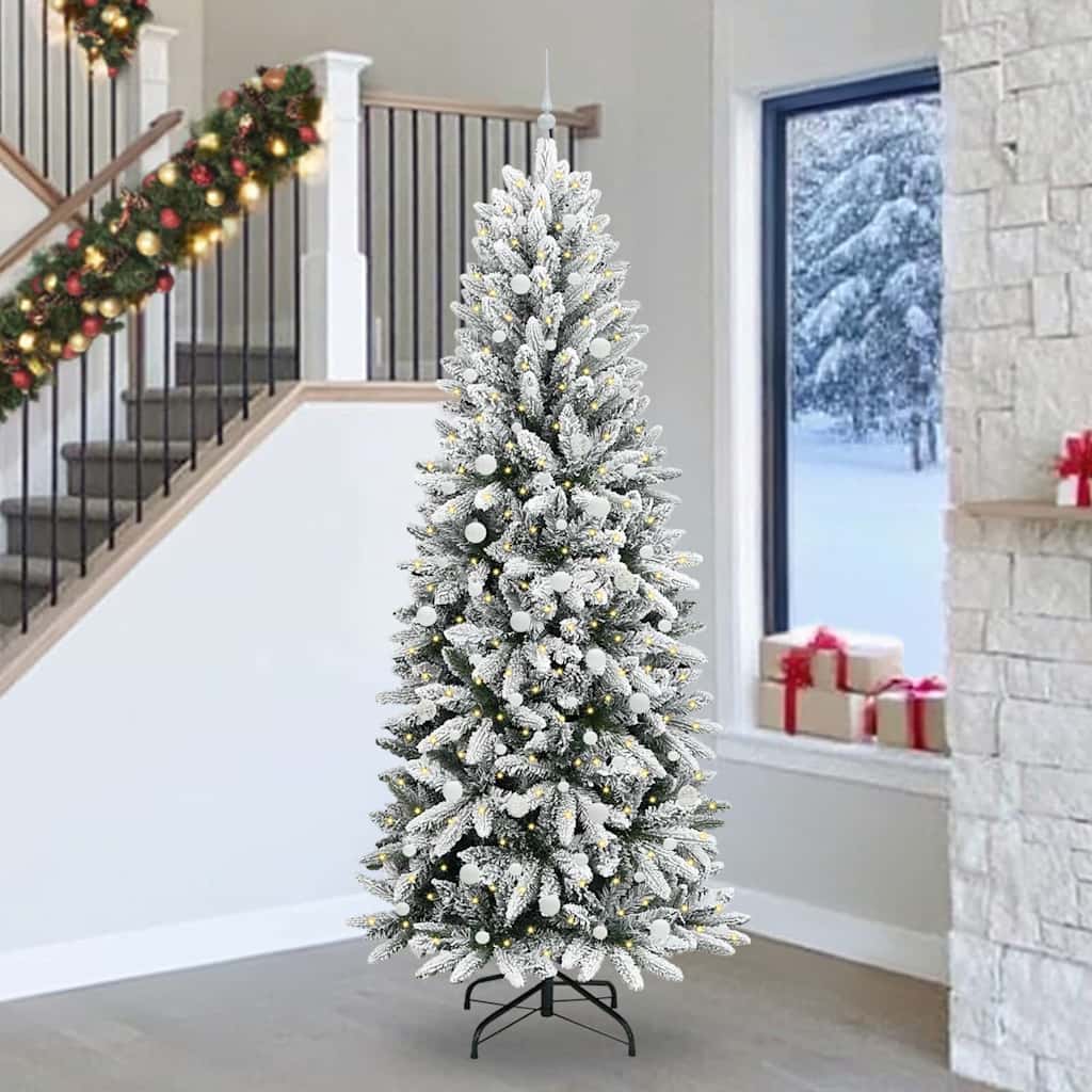 Artificial Christmas Tree with 300 LEDs with Stand White 240 cm