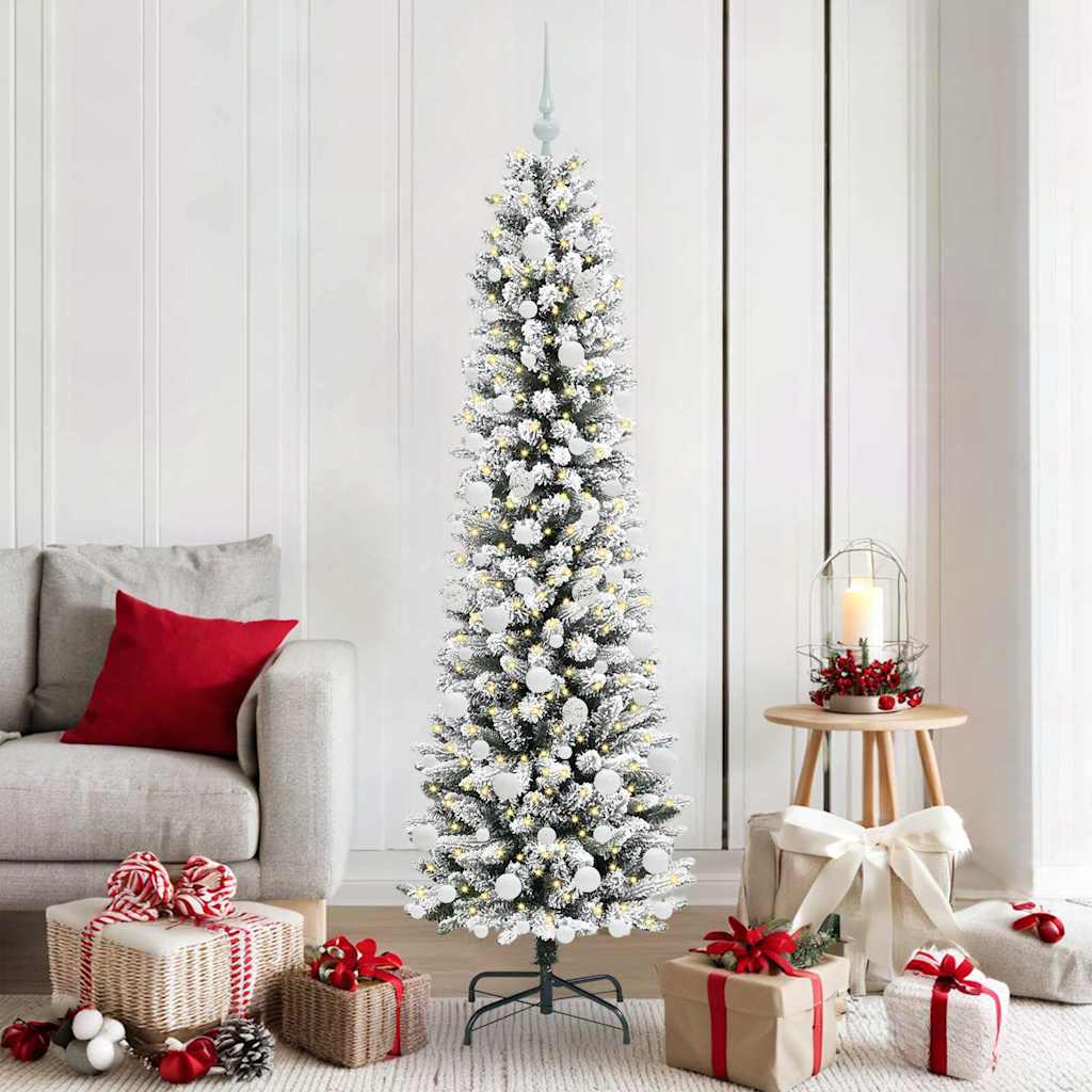 Artificial Christmas Tree with 300 LEDs with Stand White 180 cm