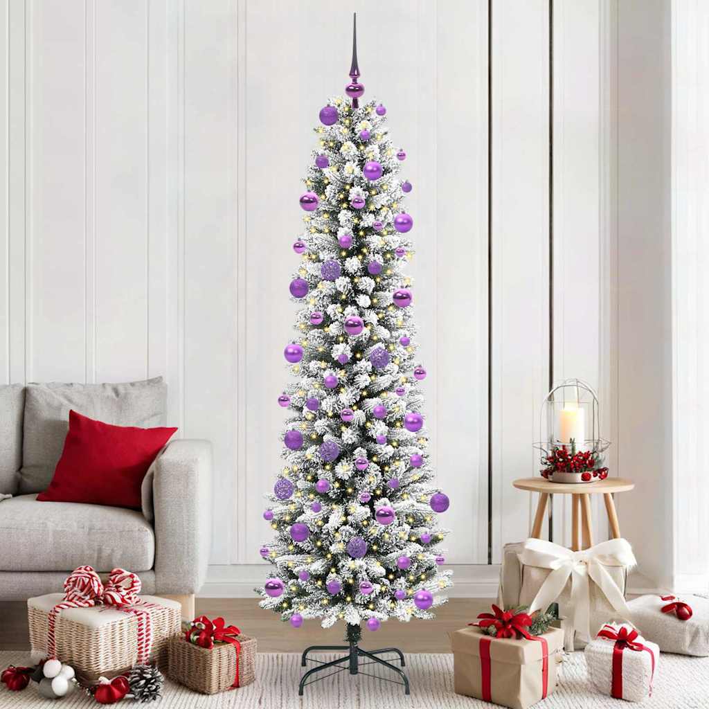 Artificial Christmas Tree with 300 LEDs with Stand White 210 cm