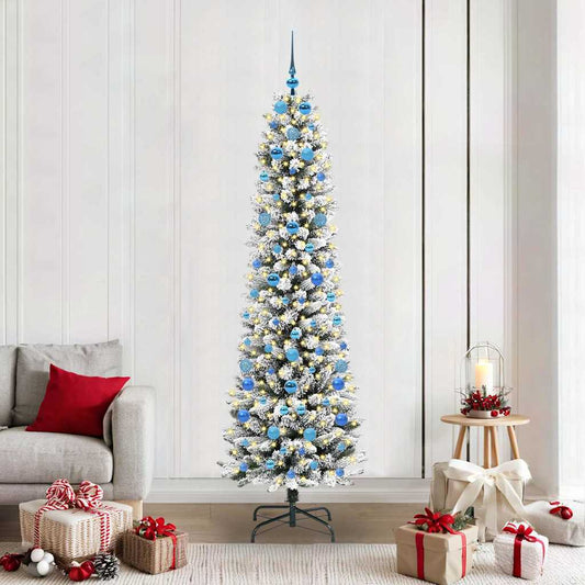 Artificial Christmas Tree with 300 LEDs with Stand White 210 cm