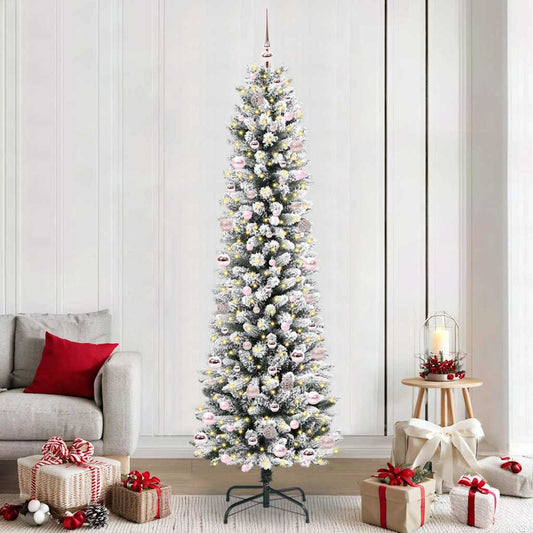 Artificial Christmas Tree with 300 LEDs with Stand White 240 cm
