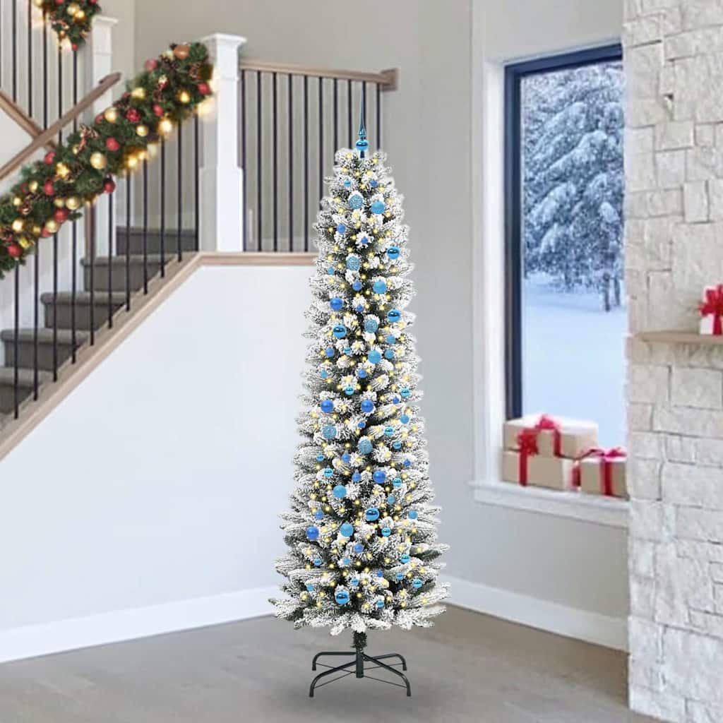 Artificial Christmas Tree with 300 LEDs with Stand White 240 cm