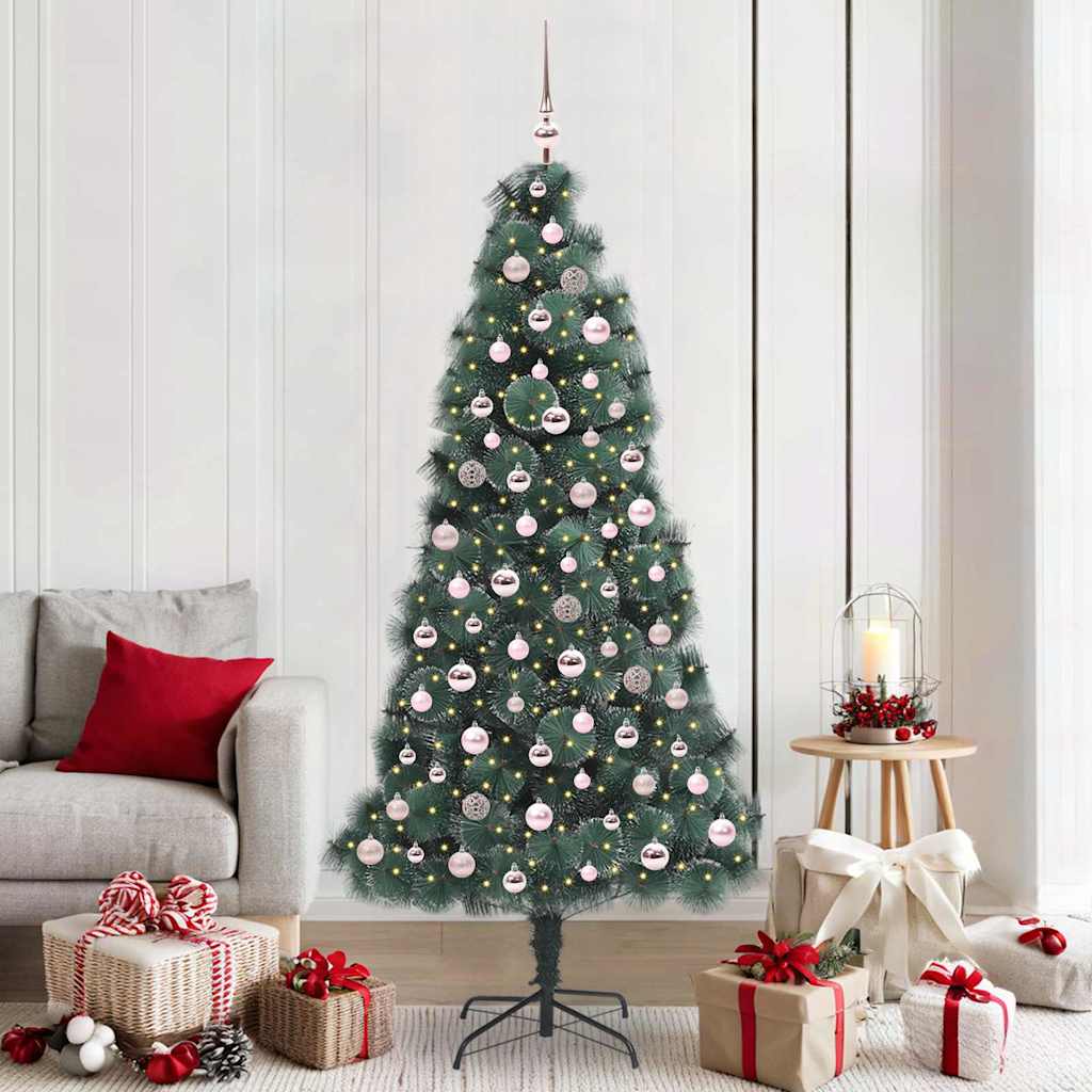Artificial Pre-lit Christmas Tree with Ball Set Green 210 cm