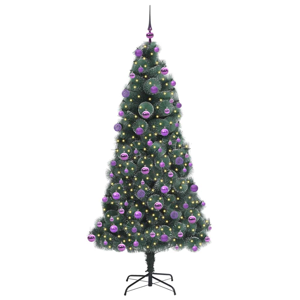 Artificial Pre-lit Christmas Tree with Ball Set Green 210 cm