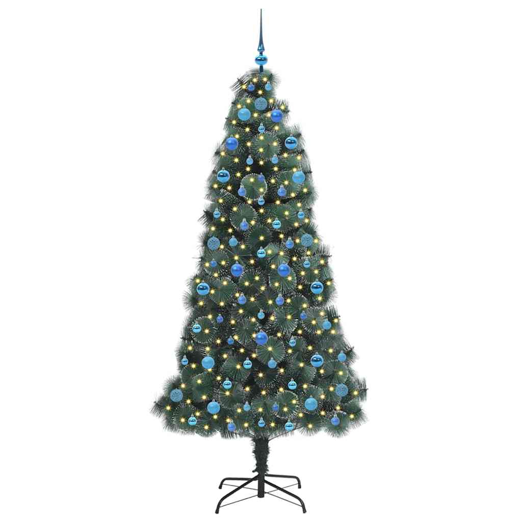 Artificial Pre-lit Christmas Tree with Ball Set Green 210 cm