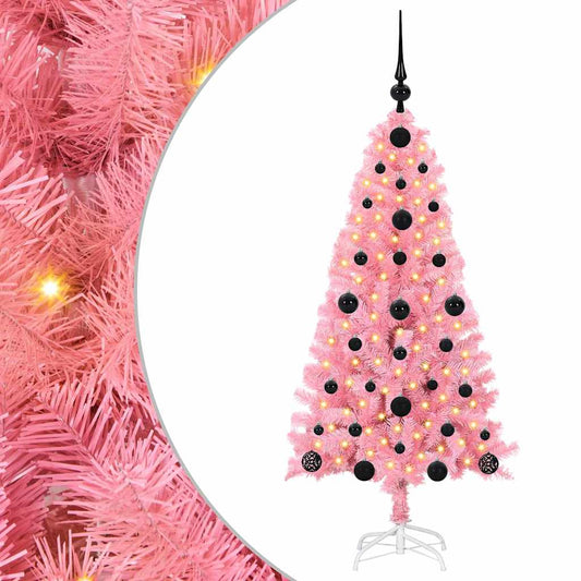 Christmas Tree with 150 LEDs with Stand Pink 120 cm PVC